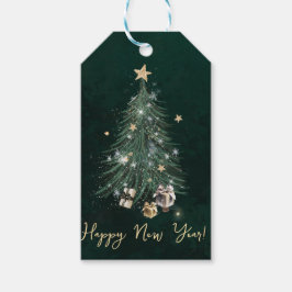 Luxurious, artistic design with a festive tree cadeaulabel