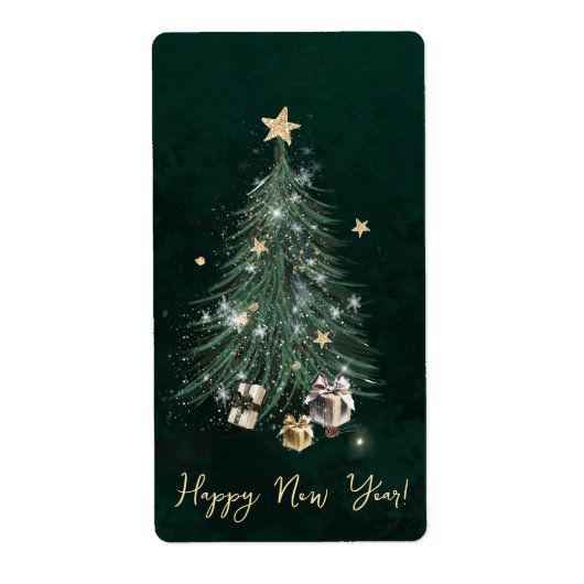 Luxurious, artistic design with a festive tree etiket (Voorkant)