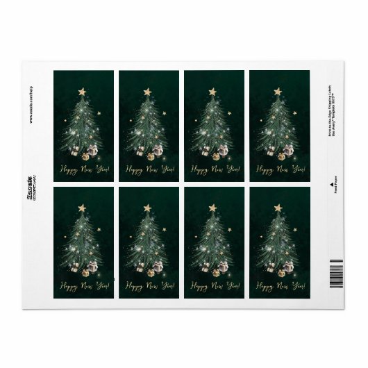 Luxurious, artistic design with a  festive tree etiket (Full Sheet)