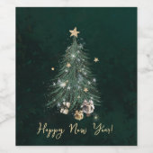 Luxurious, artistic design with a festive tree wijn etiket (Enkel label)