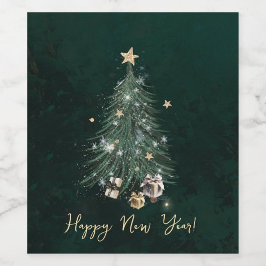 Luxurious, artistic design with a festive tree wijn etiket (Enkel label)