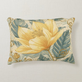 Luxurious, Beautiful Yellow Lemon Flower Pattern  Accent Kussen