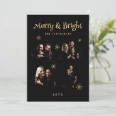 Luxurious Black 6 Gold 4 Photos Collage Christmas  Feestdagenkaart (Staand voorkant)