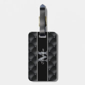 luxurious black design monogramed personalized bagagelabel (Achterkant verticaal)