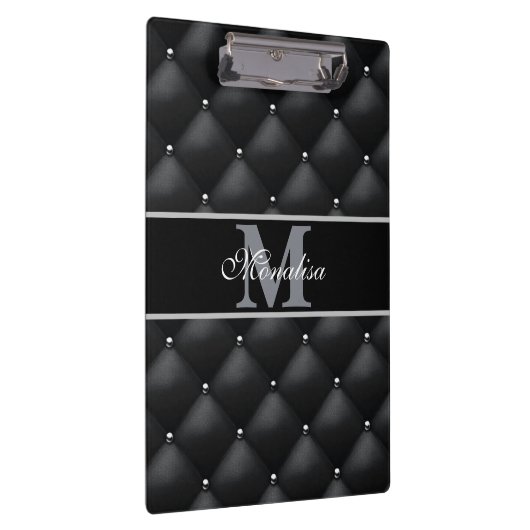 luxurious black design monogramed personalized   klembord (Rechts)