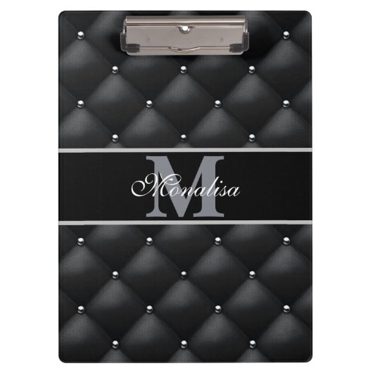 luxurious black design monogramed personalized klembord (Voorkant)