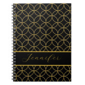 Luxurious Black & Gold Circles Personalized Notitieboek (Voorkant)