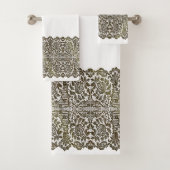 LUXURIOUS BLACK GOLD Lace op white Bath Towel Set Bad Handdoek (Insitu)
