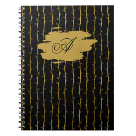 Luxurious Black & Gold Leaf Personalized Notebook Notitieboek