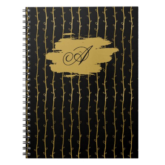 Luxurious Black & Gold Leaf Personalized Notebook Notitieboek (Voorkant)