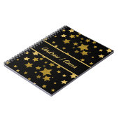 Luxurious Black & Gold Star Personalized Notitieboek (Linkerzijde)