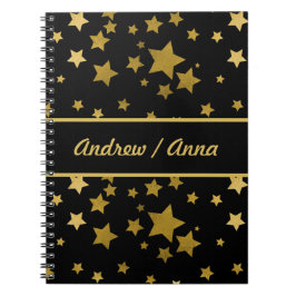 Luxurious Black & Gold Star Personalized Notitieboek