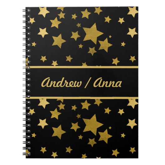 Luxurious Black & Gold Star Personalized Notitieboek (Voorkant)