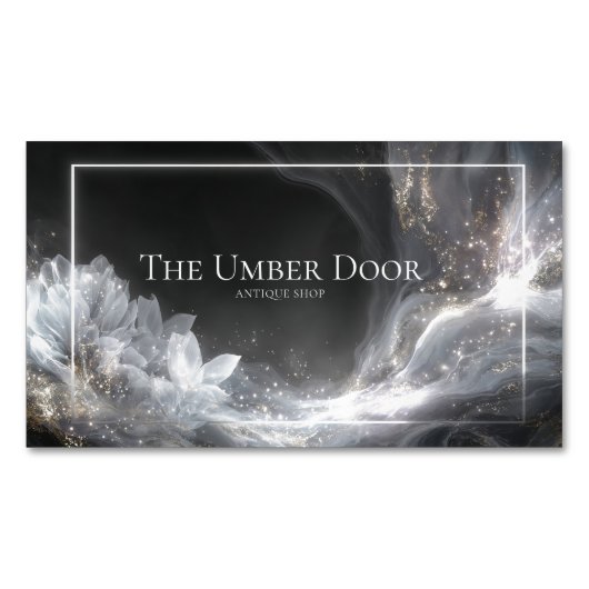 Luxurious Black Gold White Fluid Art Lotus Magnetisch Visitekaartje (Voorkant)