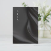 Luxurious black satin wedding meal choices RSVP (Staand voorkant)