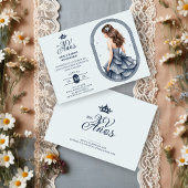 Luxurious Blue Oval Frame Charming Quinceañera Kaart