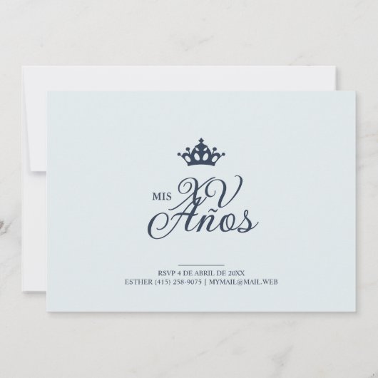 Luxurious Blue Oval Frame Charming Quinceañera Kaart (Achterkant)