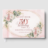 Luxurious Blush Floral Greenery 50th Guest Book Gastenboek (Voorkant)