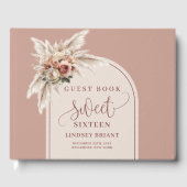 Luxurious Boho Dusty Pink Pampas Floral Sweet 16th Gastenboek (Voorkant)