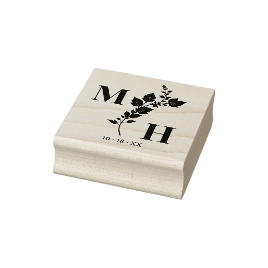 Luxurious Botanical Embellishment Wedding Initials Rubberstempel (Stempel)