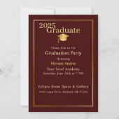 Luxurious Burgundy & Gold Graduation Invitation Kaart (Voorkant)