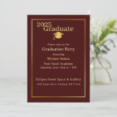 Luxurious Burgundy & Gold Graduation Invitation Kaart (Staand voorkant)