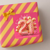 Luxurious Chic Gold and Pink 21st Birthday Vierkante Sticker