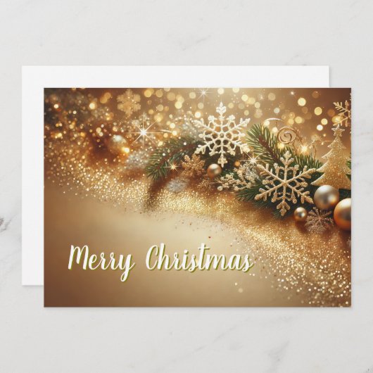 Luxurious Christmas Background with Golden Bokeh Feestdagenkaart (Voorkant / Achterkant)