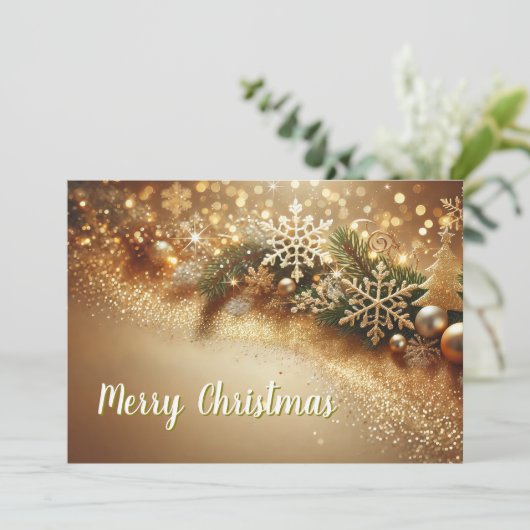 Luxurious Christmas Background with Golden Bokeh Feestdagenkaart (Staand voorkant)