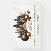 Luxurious Cityscape New Year’s Greeting Spandoek (Verticaal)