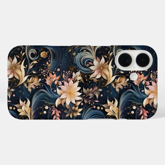 Luxurious Dark Blue Botanical Garden Case-Mate iPhone Case (Achterkant (horizontaal))