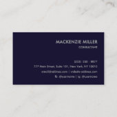 Luxurious Deep Navy Blue Monochrome Business Card Visitekaartje (Achterkant)