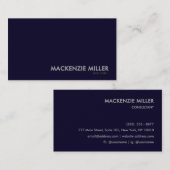 Luxurious Deep Navy Blue Monochrome Business Card Visitekaartje (Voorkant / Achterkant)