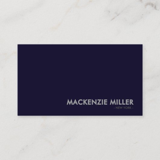 Luxurious Deep Navy Blue Monochrome Business Card Visitekaartje (Voorkant)
