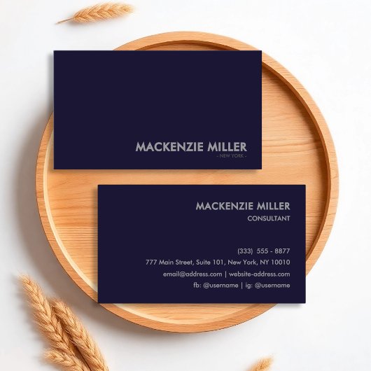 Luxurious Deep Navy Blue Monochrome Business Card Visitekaartje