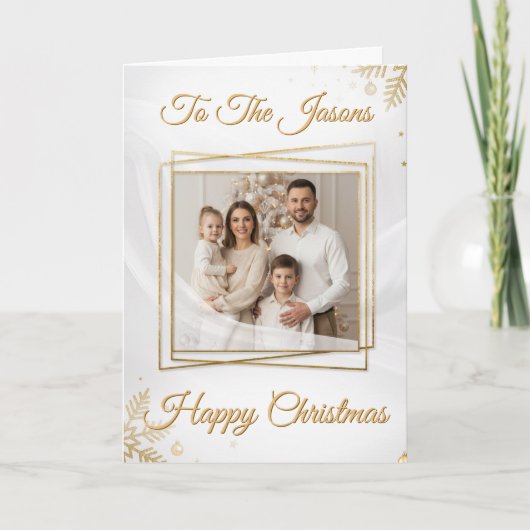 Luxurious Elegant Gold Frame Photo Christmas Card Kaart (Voorkant)