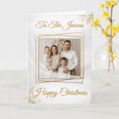 Luxurious Elegant Gold Frame Photo Christmas Card Kaart (Gele Bloem)