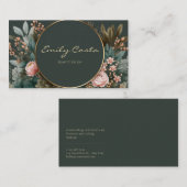 Luxurious Emerald Floral Gold Circle Blush Berry Visitekaartje (Voorkant / Achterkant)