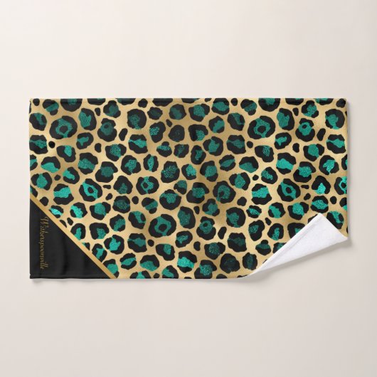 LUXURIOUS EMERALD GREEN LEOPARD GOLD BAD HANDDOEK (Handdoek)