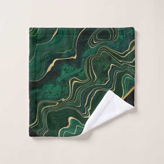 LUXURIOUS EMERALD GREEN MARBLE GOLD BAD HANDDOEK (Wasdoekje)