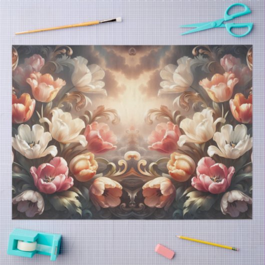 Luxurious Ethereal Baroque Floral Decoupage Tissuepapier (Craft)