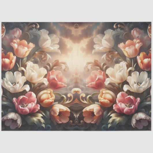 Luxurious Ethereal Baroque Floral Decoupage Tissuepapier (Voorkant)