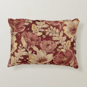 Luxurious Flowers,Gold Maroon, Elegant Beautiful Accent Kussen (Achterkant)