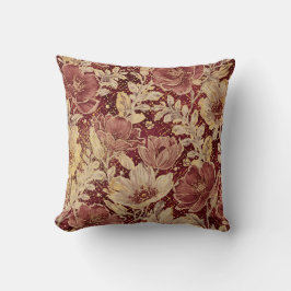 Luxurious Flowers,Gold Maroon, Elegant Beautiful Kussen