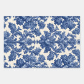 Luxurious French Toile Dreamy Blue Engraved Floral Inpakpapier Vel (Voorkant 2)