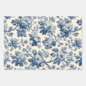 Luxurious French Toile Dreamy Blue Engraved Floral Inpakpapier Vel (Voorkant)