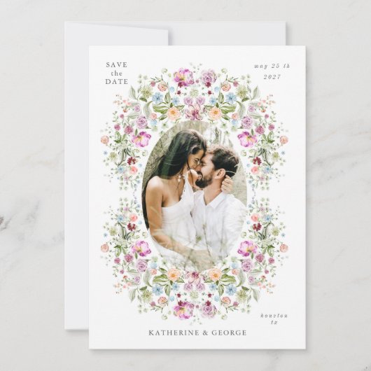 Luxurious Garden Floral Save the Date (Voorkant)