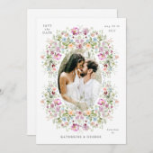 Luxurious Garden Floral Save the Date (Voorkant / Achterkant)