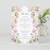 Luxurious Garden Floral Wedding Menu Card Kaart (Staand voorkant)