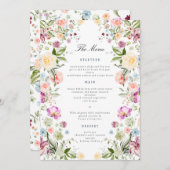 Luxurious Garden Floral Wedding Menu Card Kaart (Voorkant / Achterkant)